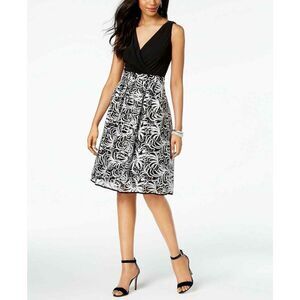 R & M Richards Cocktail Dress Women Black Sequin‎ Soutache Size 12 NWT